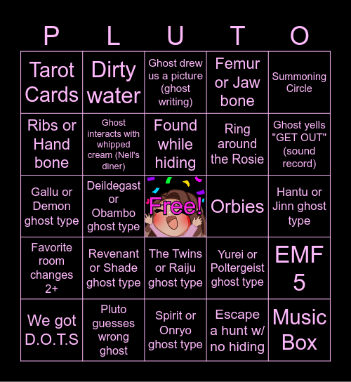 Redonpluto Phasmo Bingo Card
