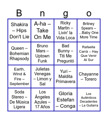 Bingo musical Bingo Card