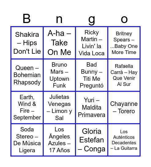 Bingo musical Bingo Card
