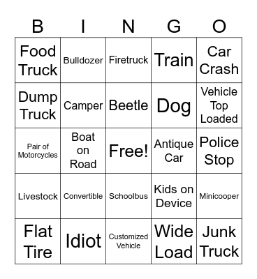 Traveling Bingo Card