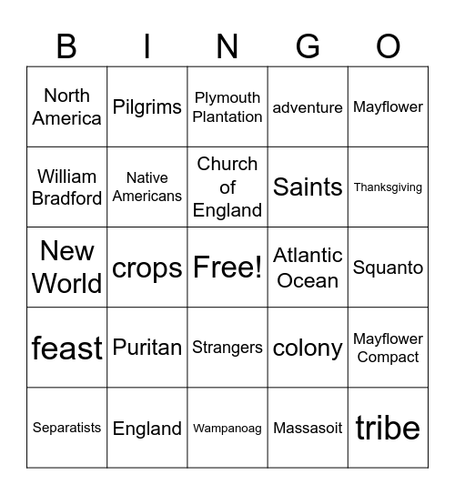 1620 in America Bingo Card