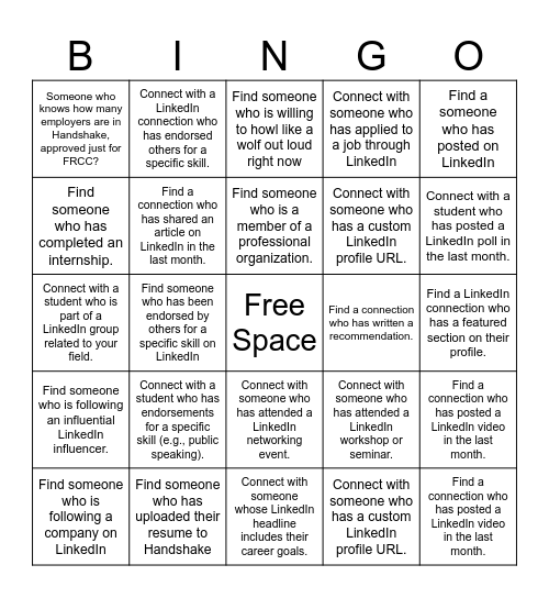 TRIO LinkedIn Handshake Bingo Card