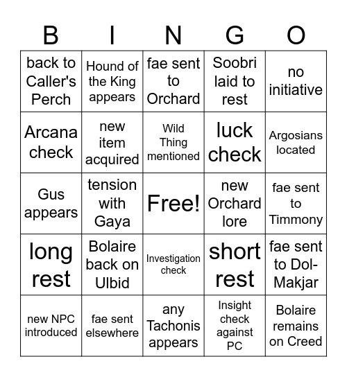 Rescue Mission in the Middle of Your Rescue Mission [Critical Role 4.35] Bingo Card
