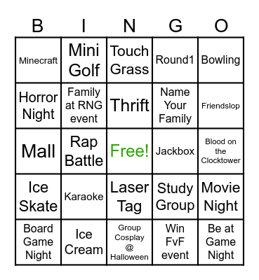 RNG Fall 26' Family System Bingo! Bingo Card