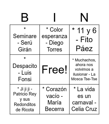 ¡GRAN BINGO MUSICAL! Bingo Card