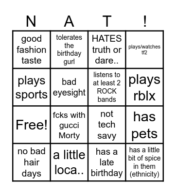 human bingo 👀 Bingo Card