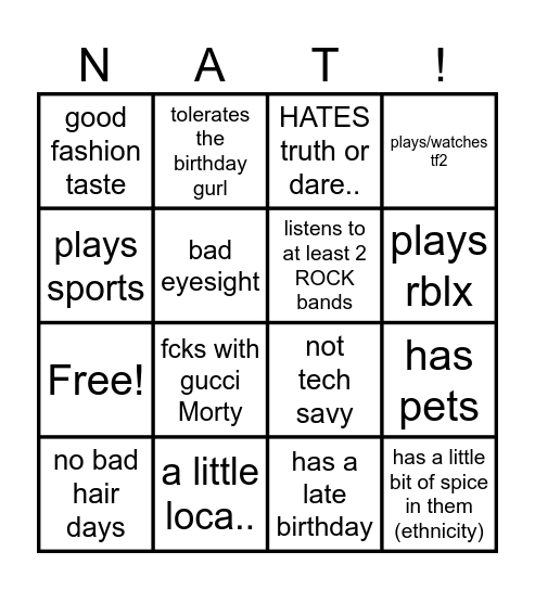 human bingo 👀 Bingo Card