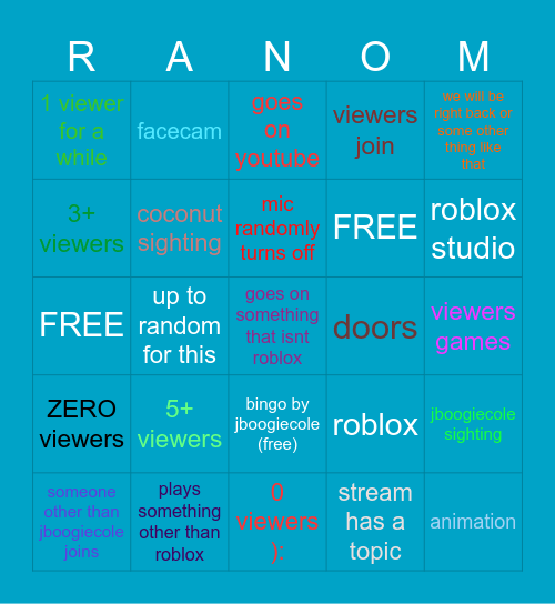 random_roblox5 bingo Card