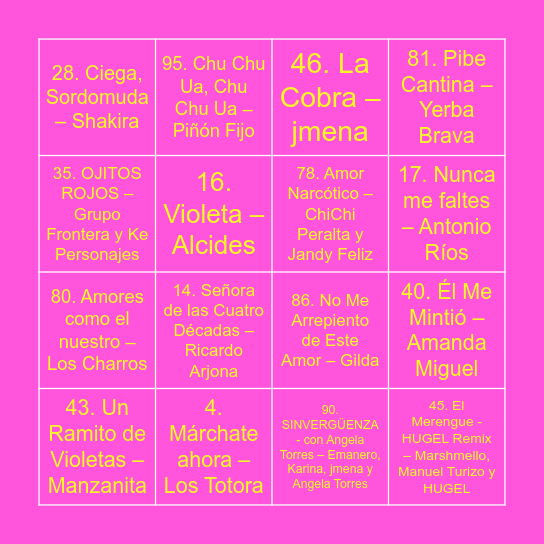 BINGO MUSICAL Bingo Card