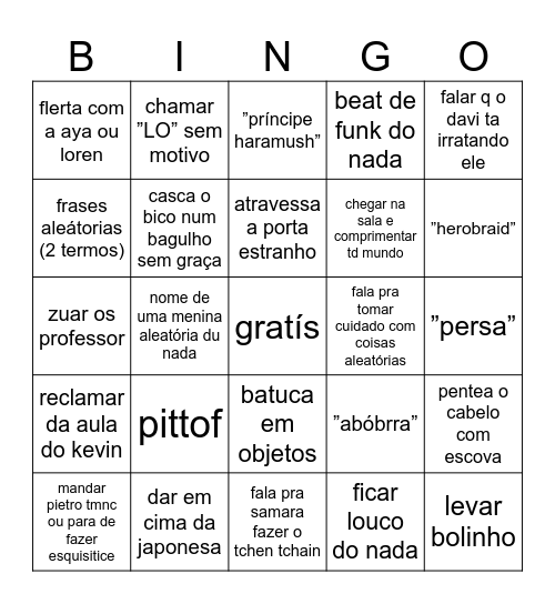 Bingo do Nome Proibido 2 Bingo Card