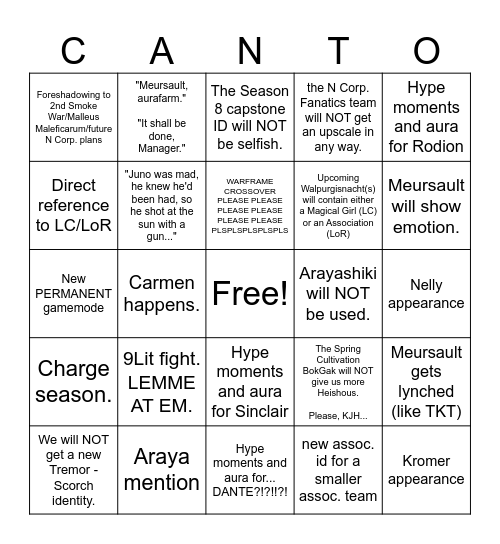 Season 8: STÚDĬUM PUNCTUM Bingo Card