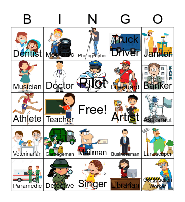Different Types of Jobs Bingo Card