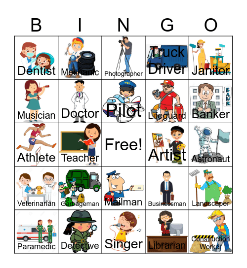 Different Types of Jobs Bingo Card
