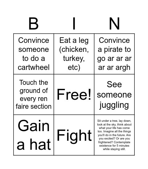 Ren Faire BINGOOO Bingo Card