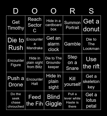 DOORS Bingo (Easy) Bingo Card