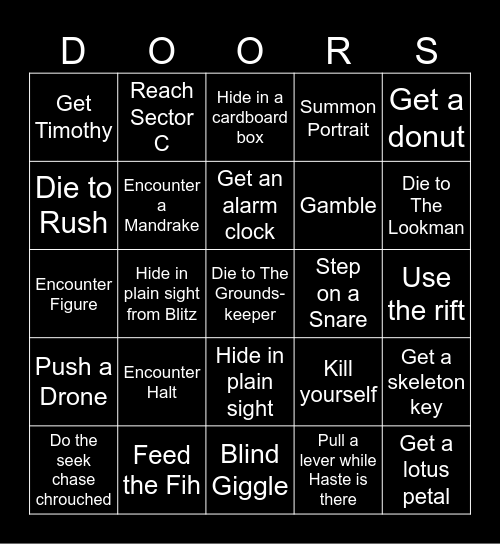 DOORS Bingo (Easy) Bingo Card