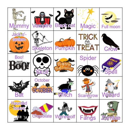 Halloween Bingo! Bingo Card