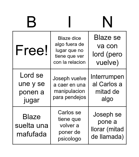 Porsia Bingo Card
