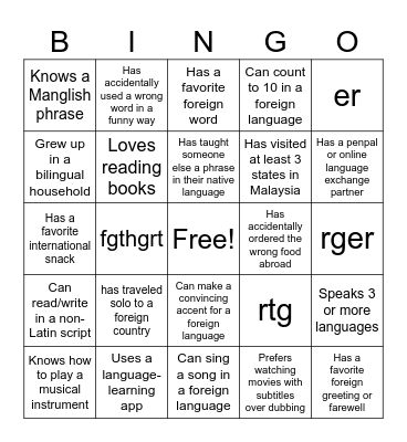 GCC Human Bingo Card