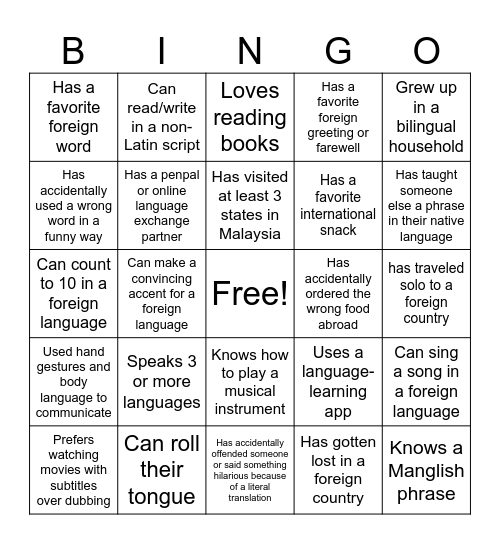 GCC Human Bingo Card