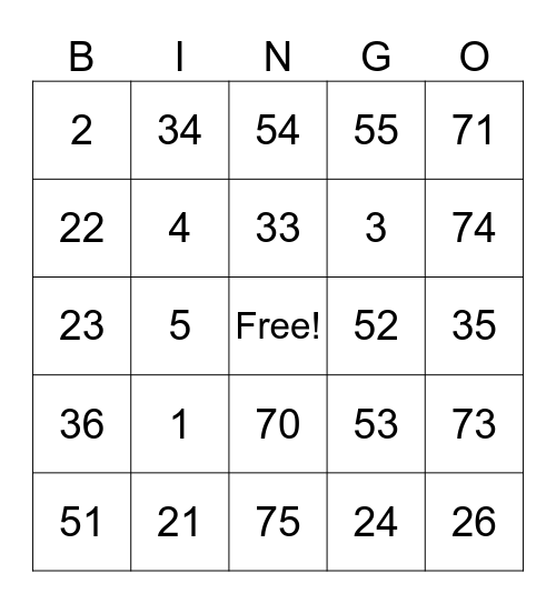 Untitled Bingo Card