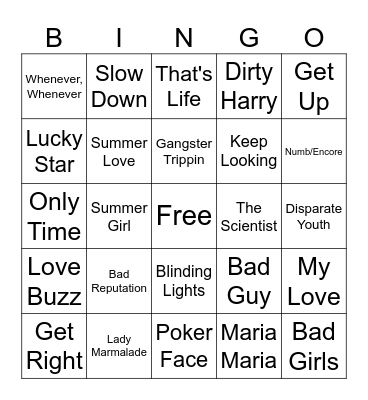 LET'S DANCE - TWO WORD TITLES Bingo Card
