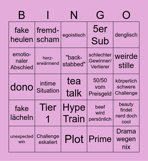 B & N Bingo Card