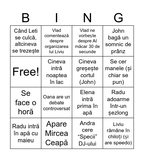 Bingo (Terea) Turquoise Bingo Card