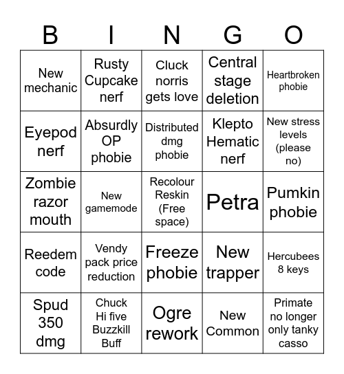 Phobies halloween update bingo Card
