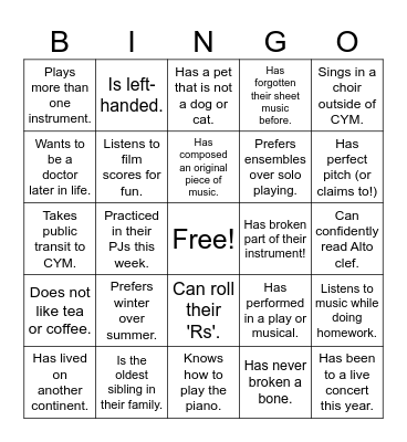 Find someone who... Bingo Card