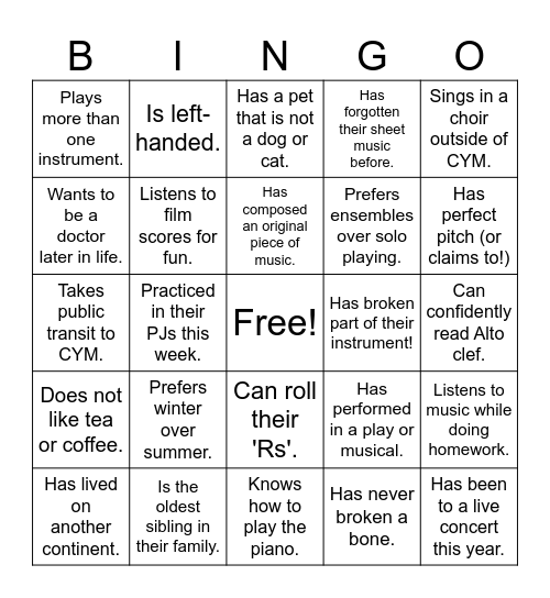 Find someone who... Bingo Card