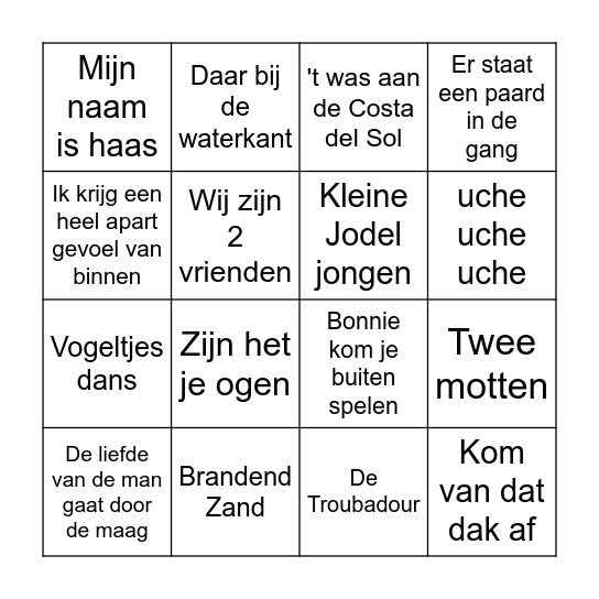 Wijnjewoude lijst 1 Bingo Card