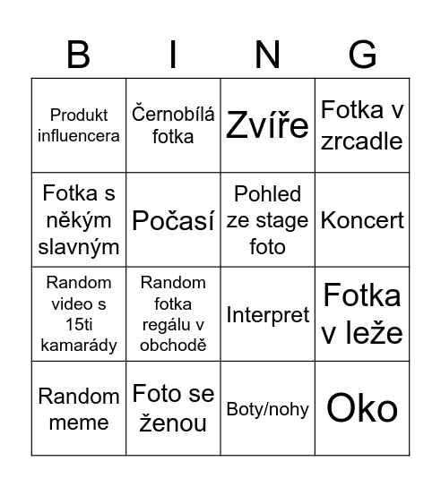 Kravatuv novy prispevek Bingo Card