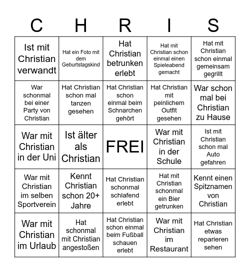 Geburtstagsbingo Card