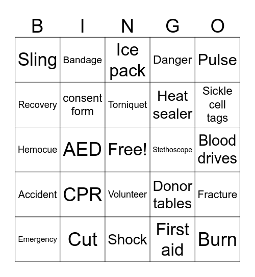RED CROSS BINGO Card