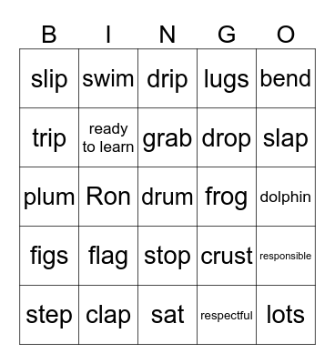 Short Vowel Review Bingo Card