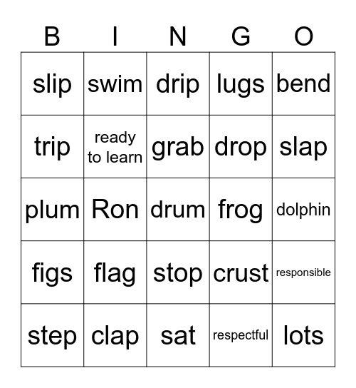 Short Vowel Review Bingo Card