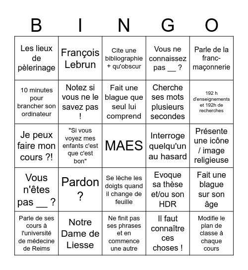 Bingo MAES Bingo Card