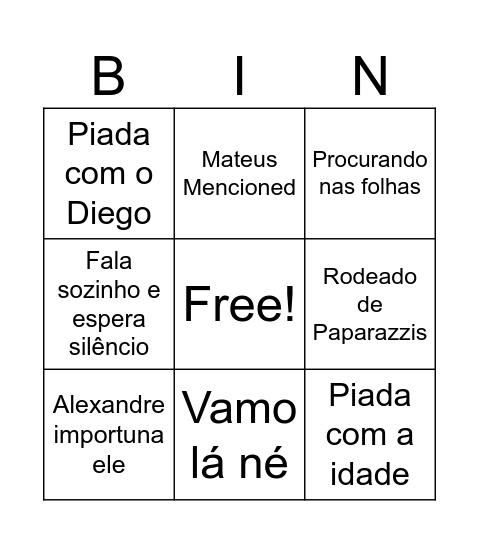 Bebetão Bingo Card