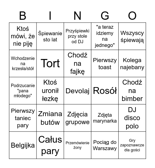 #10 lecie Bingo Card