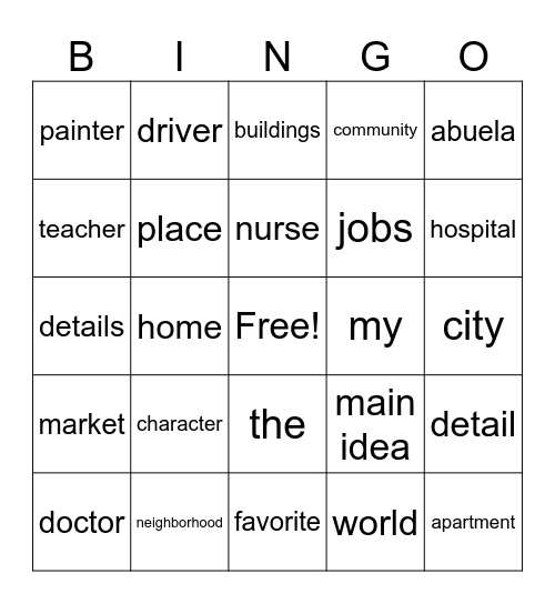 2nd Grade Unit 1 Bingo Card