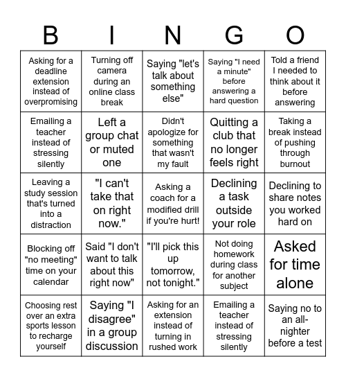 Boundary Bingo Card