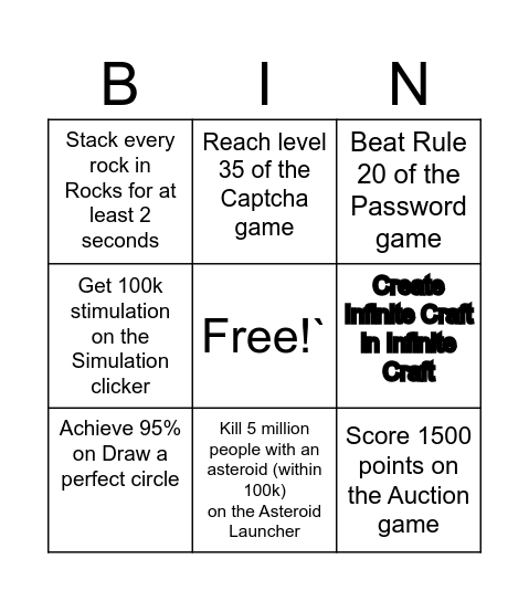 Neal.Fun Bingo Card