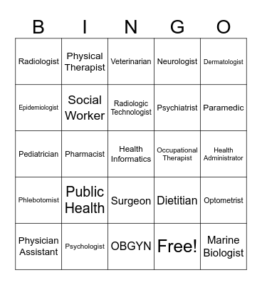 Healthcare Bingo Card