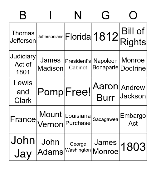 Lesson 26 Bingo Card