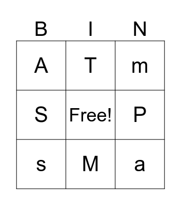 Letter Bingo Card