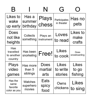 Find Someone Who . . . Bingo Card