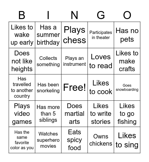 Find Someone Who . . . Bingo Card