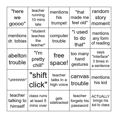 digital hybrid lab bingo Card