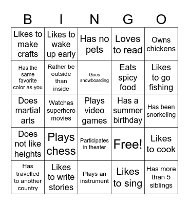 Find Someone Who . . . Bingo Card
